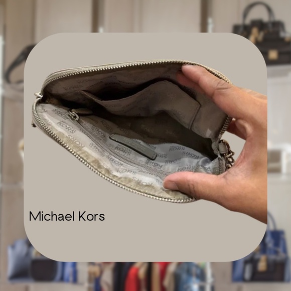 Gray Michael Kors Embossed Logo Crossbody Bag - Picture 3 of 3